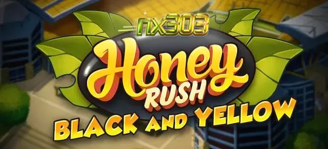 Tampilan antarmuka permainan slot Honey Rush Black and Yellow pada layar ponsel pintar